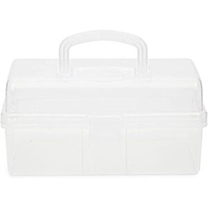 Art and Craft Supply Case, Clear Storage Art Tool Box, Organizer with 2 Trays (9 x 5 x 4.25 in)