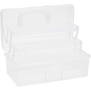 Art and Craft Supply Case, Clear Storage Art Tool Box, Organizer with 2 Trays (9 x 5 x 4.25 in)