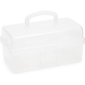 Art and Craft Supply Case, Clear Storage Art Tool Box, Organizer with 2 Trays (9 x 5 x 4.25 in)