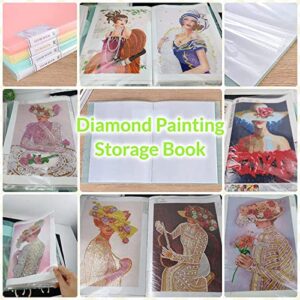 A3 30 Pages Diamond Painting Storage Book, Painting Storage Book 30 Clear Pockets Sleeve Protector Art Portfolio Book for 44*32.5*2cm Sketches Painting Presentation (Green)