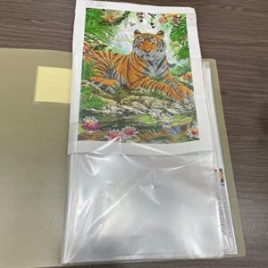 A3 30 Pages Diamond Painting Storage Book, Painting Storage Book 30 Clear Pockets Sleeve Protector Art Portfolio Book for 44*32.5*2cm Sketches Painting Presentation (Green)