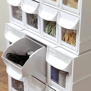 livinbox Plastic Tilt Out Bins Sewing Storage for Arts, Craft Sewing Supplies, Tea Bags Storage, Dental Tip Out Bin Cabinets,White, FO-306-WT