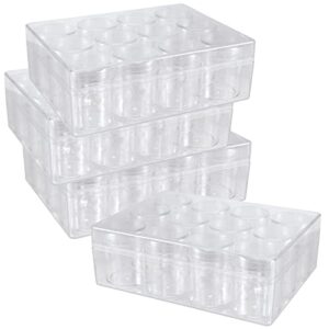 sehoi 4 pack 6.3 x 4.8 x 2.15 inch 12 grid clear plastic jewelry box organizer, 5d diamond embroidery painting accessories storage box, plastic bead storage containers for bead gem nail glitter slime