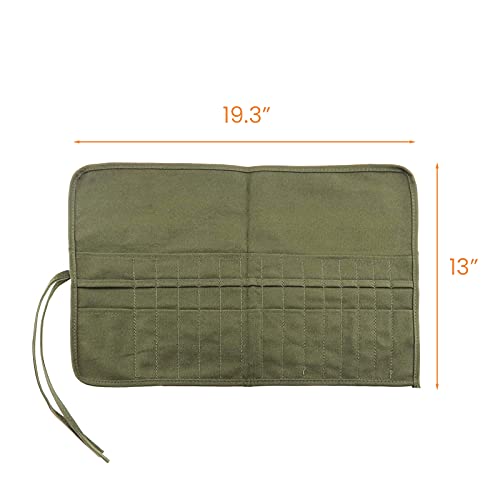 ECHSRT Paint Brush Holder Roll Up Paint Organizer Canvas Pencil Bag 30 Slots Storage Large Capacity Brush Case Pouch for Artist Acrylic Oil Watercolor,Army Green