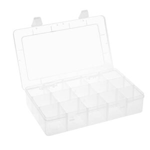15 large grids plastic organizer box clear adjustable compartments storage container with dividers – perfect for sorting and storing small items like ribbon beads thread jewelry, size 11×6.3×2.2 inch