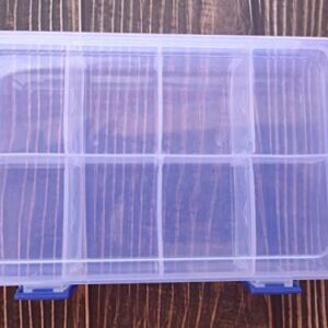 Clear Plastic Storage Box Compartments with Adjustable Dividers, Portable Transparent Beads Earring Jewelry Organizer Holder with Lid for Craft Nail Fishing Hooks Medicine Container Box, 8 Grids