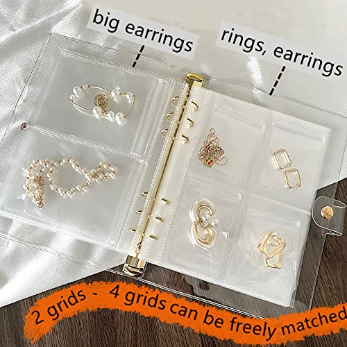 BINGC Transparent Jewelry Storage Book，Portable Travel Jewelry Earring Organizer Upgraded Version Anti Oxidation Jewelry Storage Bag Necklace Bracelets Rings(100 Grids + 100 Ziplock Bags) (YELLOW)