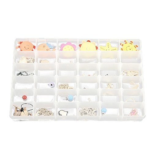 JDYYICZ 36 Grids Clear Plastic Jewelry Box Organizer Storage Container with Removable Dividers