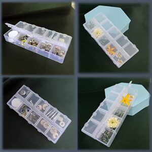ZAYOIZY 3pack Plastic Jewelry Organizer Box with Dividers Clear Bead Storage Case Container 10-Grid Little Single Lid for Organizing Earring/Rings/Crafts/Hardware/Rubber Bands, 5.2'' x 2.3'' 0.78''