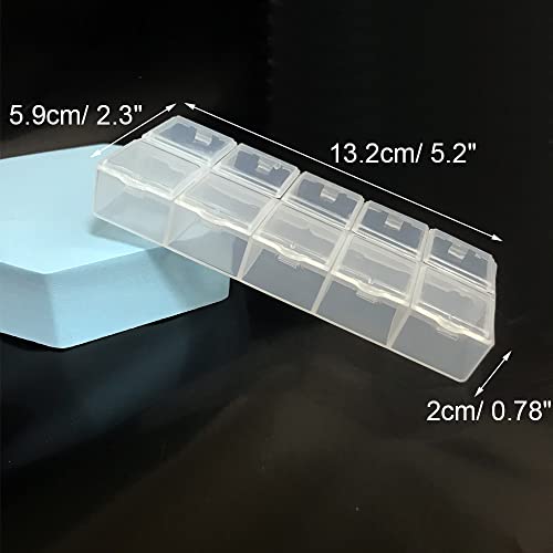 ZAYOIZY 3pack Plastic Jewelry Organizer Box with Dividers Clear Bead Storage Case Container 10-Grid Little Single Lid for Organizing Earring/Rings/Crafts/Hardware/Rubber Bands, 5.2'' x 2.3'' 0.78''