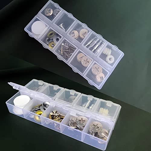 ZAYOIZY 3pack Plastic Jewelry Organizer Box with Dividers Clear Bead Storage Case Container 10-Grid Little Single Lid for Organizing Earring/Rings/Crafts/Hardware/Rubber Bands, 5.2'' x 2.3'' 0.78''