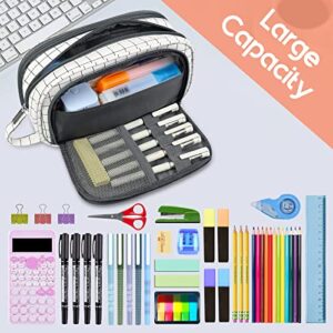 Large Pencil Case Big Capicity Pencil Pouch with 4 Compartments Organizers, Pencil Box Canvas Pencil Bag for Girls Boys Audlts Student Artist