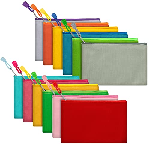 Fassave 12 Pack DIY Craft Cotton Canvas Bag, Multi-Purpose Cosmetic Bag Makeup Pouches with Zipper Travel Toiletry Bag Pen Pencil Bag (Multicolor, M), D003