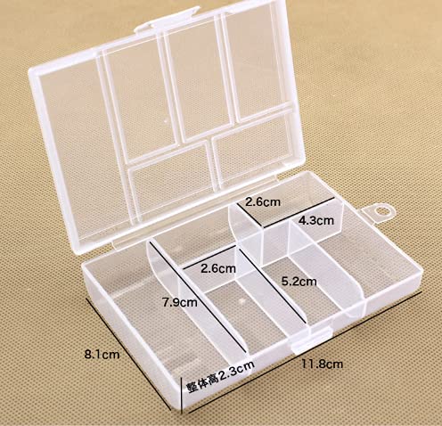 DongciTACi 4 Pack 6 Grids Plastic Organizer Box Storage Container Jewelry Box For Fishing Tackles Nail Rhinestones Beads Art DIY Crafts Organizer Clear