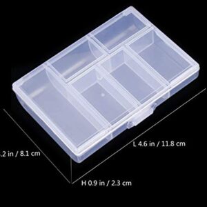 DongciTACi 4 Pack 6 Grids Plastic Organizer Box Storage Container Jewelry Box For Fishing Tackles Nail Rhinestones Beads Art DIY Crafts Organizer Clear