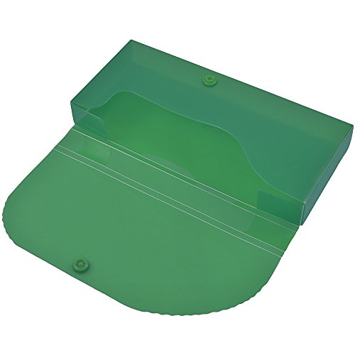 JAM PAPER Plastic Pencil Cases - Snap Button Pencil Case Box - Dark Green - Sold Individually