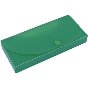 JAM PAPER Plastic Pencil Cases - Snap Button Pencil Case Box - Dark Green - Sold Individually