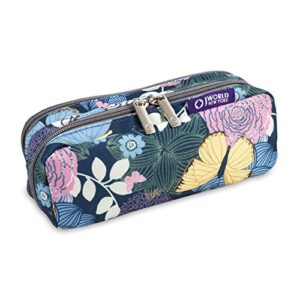 j world new york jojo cute pencil case for kids & adults. soft fabric zip pen bag, secret garden