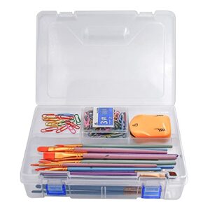 csnghsd plastic pencil case, large plastic pencil case with lid. transparent. hard pencil double storage multi-layer tool box for school art box