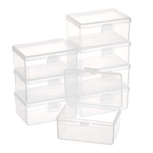 benecreat 8pcs clear plastic box container transparent rectangle storage organizer with lids for beads, small items and other craft projects, 3.2×2.2×1.4″