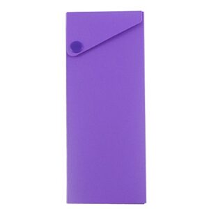 jam paper plastic pencil cases – sliding pencil case box with button snap – purple – sold individually
