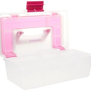 Creative Options 114-082 Molded Storage Craft Box with Lift-Out Tray, 13-inch , Pink