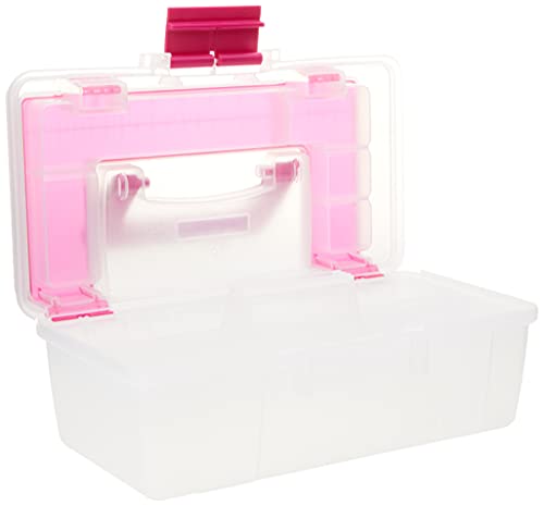 Creative Options 114-082 Molded Storage Craft Box with Lift-Out Tray, 13-inch , Pink