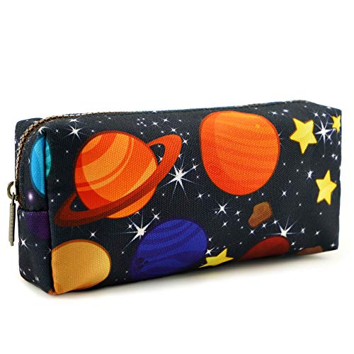 LParkin Space Canvas Galaxy Pencil Case Gifts Pen Bag Pouch Box Gadget Stationary Case Makeup Cosmetic Bag