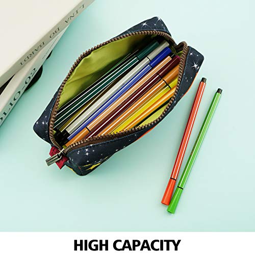 LParkin Space Canvas Galaxy Pencil Case Gifts Pen Bag Pouch Box Gadget Stationary Case Makeup Cosmetic Bag