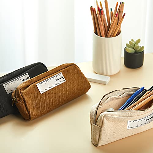 Pencil Case Trilly Premium Canvas Pencil Pouch Made of Resilient Canvas Fabric Multi Purpose Pencil Bag with Smooth Zipper Highly Portable and Lightweight College School Supplies (Canvas Ivory)