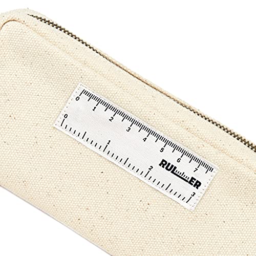 Pencil Case Trilly Premium Canvas Pencil Pouch Made of Resilient Canvas Fabric Multi Purpose Pencil Bag with Smooth Zipper Highly Portable and Lightweight College School Supplies (Canvas Ivory)