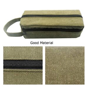 Enyuwlcm Heavy Canvas Stationery Large Pencil Bag with Handle Strap Durable Pencil Case with Two Compartments Zipper Pencil Holder 1 Pack Amygreen