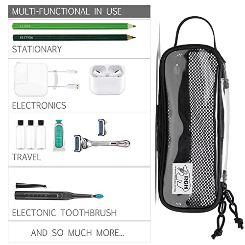 Rough Enough Clear Pencil Case for Boys Girls Adults TSA Approved Toiletry Bag Shaving Kit Toothbrush Travel Case