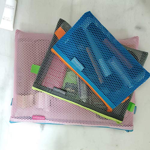 Mesh Zipper Pouch Cosmetic Bags Travel Storage Bags,6 PCS 3 Sizes, Zipper Bags Clear Zipper Pouch Small Organizer bag Zipper Folder Bag 2 Colours