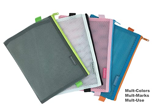 Mesh Zipper Pouch Cosmetic Bags Travel Storage Bags,6 PCS 3 Sizes, Zipper Bags Clear Zipper Pouch Small Organizer bag Zipper Folder Bag 2 Colours