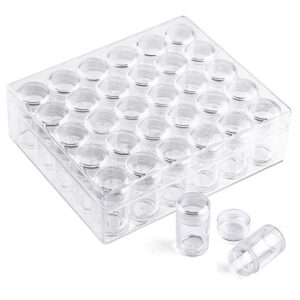 coopay plastic large beads boxes storage container set with 30 pieces storage jars diamond painting accessory box transparent bottles with lid for diy diamond, nail and small items (1.85 x 1 inch)