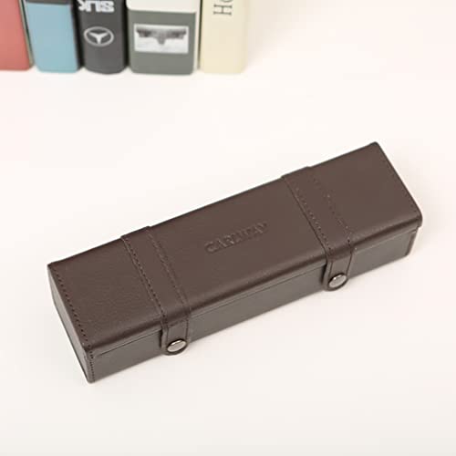 CARLWAY Leather Pencil Holder Box Pen Case, PU Leather Pen Case for Pencils, Pens, Markers, Makeups, Change, Coins(Black)