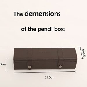 CARLWAY Leather Pencil Holder Box Pen Case, PU Leather Pen Case for Pencils, Pens, Markers, Makeups, Change, Coins(Black)