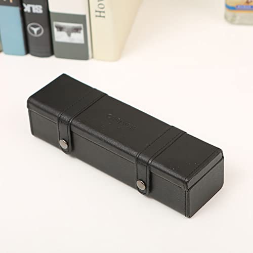 CARLWAY Leather Pencil Holder Box Pen Case, PU Leather Pen Case for Pencils, Pens, Markers, Makeups, Change, Coins(Black)