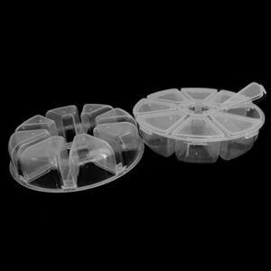 ZRM&E 2pcs Clear Plastic 8 Grid Multipurpose Round Shaped Container Box Plastic Box Jewelry Beads Container Small Objects Organizer