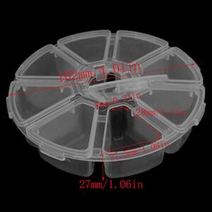 ZRM&E 2pcs Clear Plastic 8 Grid Multipurpose Round Shaped Container Box Plastic Box Jewelry Beads Container Small Objects Organizer