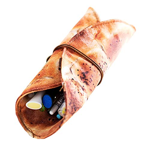 DIYOMR Simulation Burrito Pencil Pen Wrap, Pencil Roll Pouch Pen Roll Case Holder Organizer, Creative Pancake Wrap Bag Stationery for Teens Students