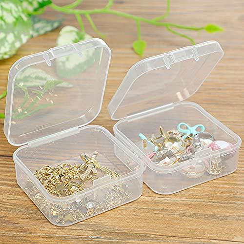 24 Pack Small Clear Plastic Storage Containers with Lids,Beads Storage Box with Hinged Lid for Beads,Earplugs,Pins, Small Items, Crafts, Jewelry, Hardware (2.9x2.9 x1 & 2.1x2.1 x0.8 Inches)