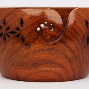 METLUMBER Wooden Yarn Bowl Holder Yarn Storage Bowl for Knitting & Crocheting Handcrafted Rosewood Yarn Storage Bowl Round Knitting Bowl Crochet Bowl Holder Knit Weave Yarn Craft