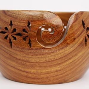 METLUMBER Wooden Yarn Bowl Holder Yarn Storage Bowl for Knitting & Crocheting Handcrafted Rosewood Yarn Storage Bowl Round Knitting Bowl Crochet Bowl Holder Knit Weave Yarn Craft