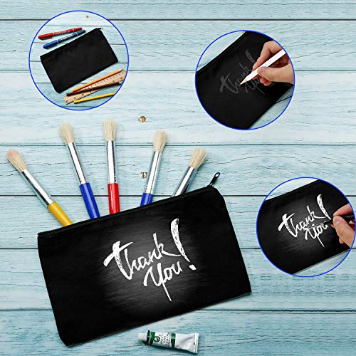 Outus Canvas Zipper Pouch Bags Canvas Makeup Bags Pencil Case Blank DIY Craft Bags for Travel DIY Craft School Classroom Supplies, Black (30 Pieces)