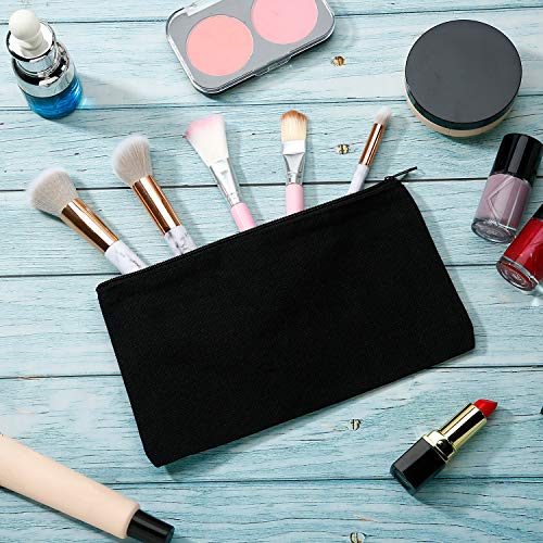 Outus Canvas Zipper Pouch Bags Canvas Makeup Bags Pencil Case Blank DIY Craft Bags for Travel DIY Craft School Classroom Supplies, Black (30 Pieces)