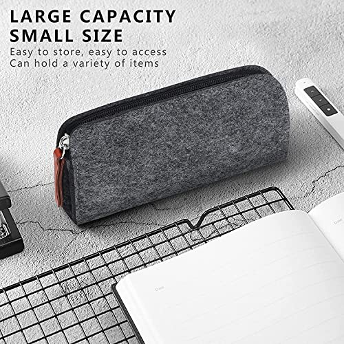 RIANCY Stationery Pencil Case Pouch Stylish Simple Small Pencil Bag Durable Compact Zipper for Office Art Cosmetics Storage Supplies (Black)