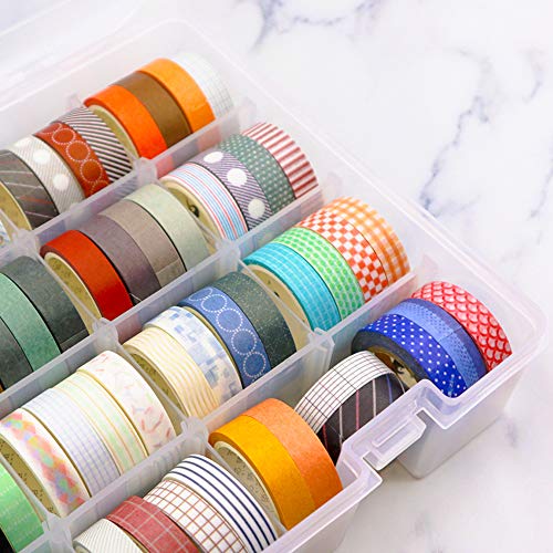 18 Grids Plastic Organizer Container with Adjustable Dividers,Plastic Storage Box with 18 Removable Grids,Jewelry Organizer Compartments