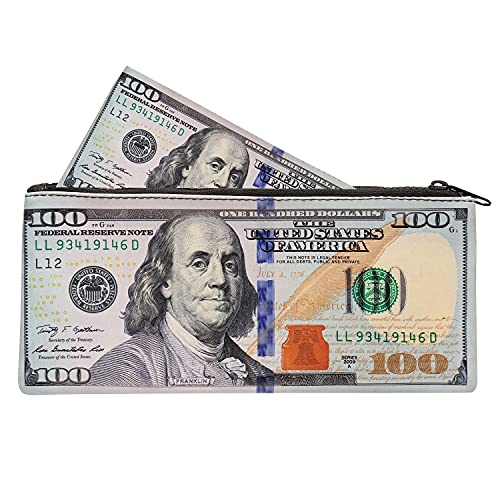 PIGMENT AND HUE INC $100 Bank Note Zipper Pouch - Hundred Dollar Bill Print - 9.25" x 4.25"